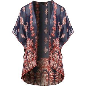❤️ 🆕 LOVE TREE Women's Floral Print Chiffon Kimono Style Cardigan MEDIUM